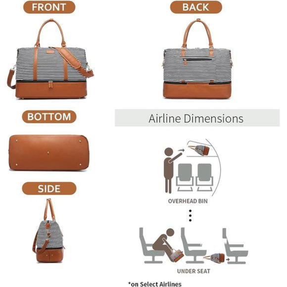 Weekender Bags for Women Canvas Travel Duffel Bags with Shoe Compartment - Picture 2 of 6